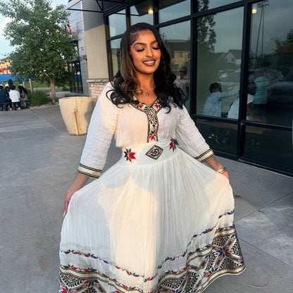 Multicolor Habesha Kemis Hand Woven Habesha Dress Traditional Ethiopian Dress 380
