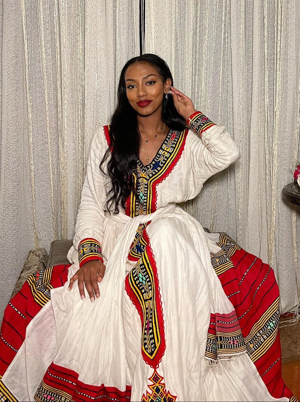 Handwoven Ethiopian Clothing Graceful Habesha Dress Multicolor Habesha Kemis 393