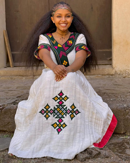 Short Sleeve Habesha Kemis Handmade Ethiopian Clothing Beautiful Habesha Dress 426