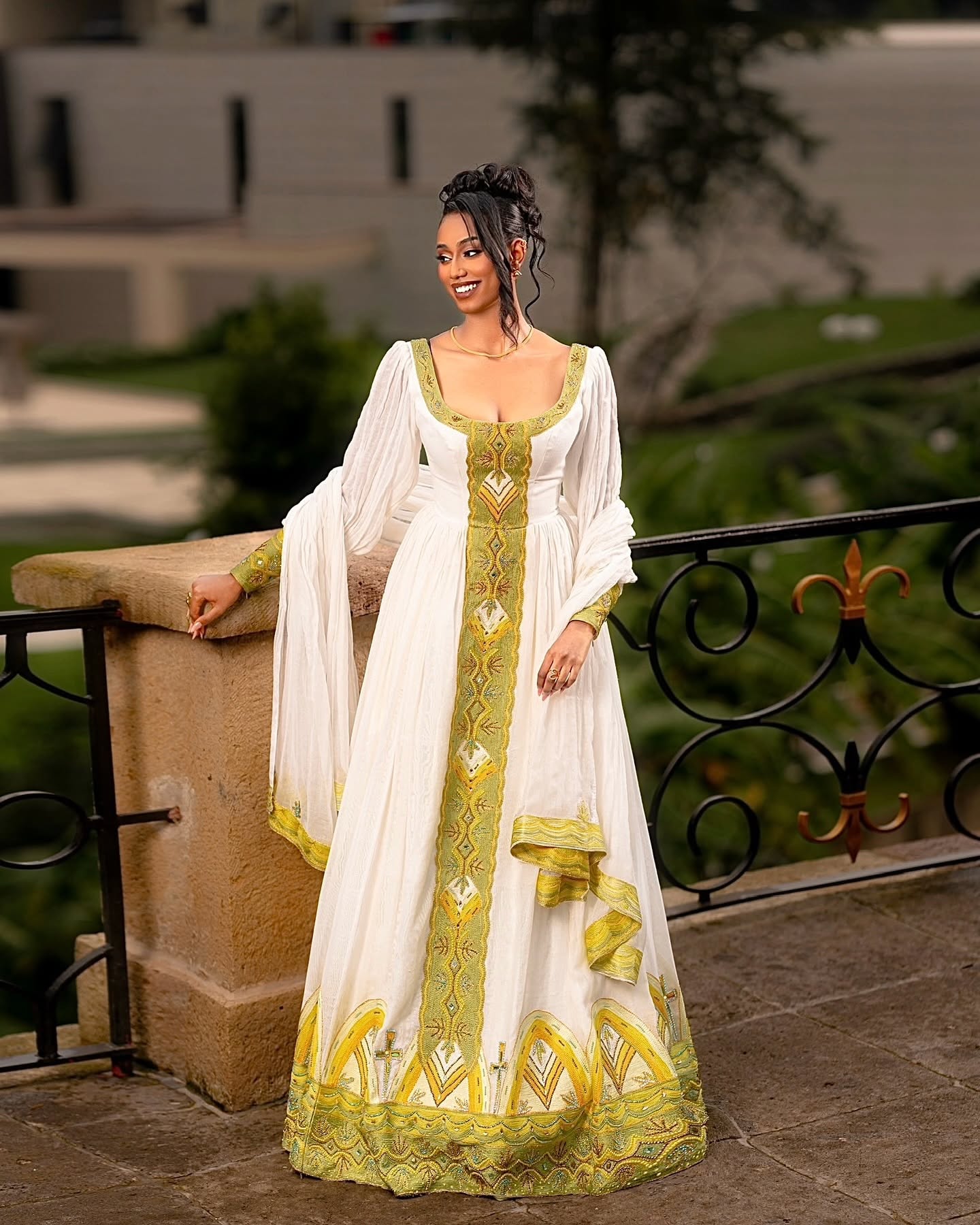 Ethiopian Traditional Dress Gold Embroidered Habesha Kemis & Cultural Attire Graceful Habesha Dress 156