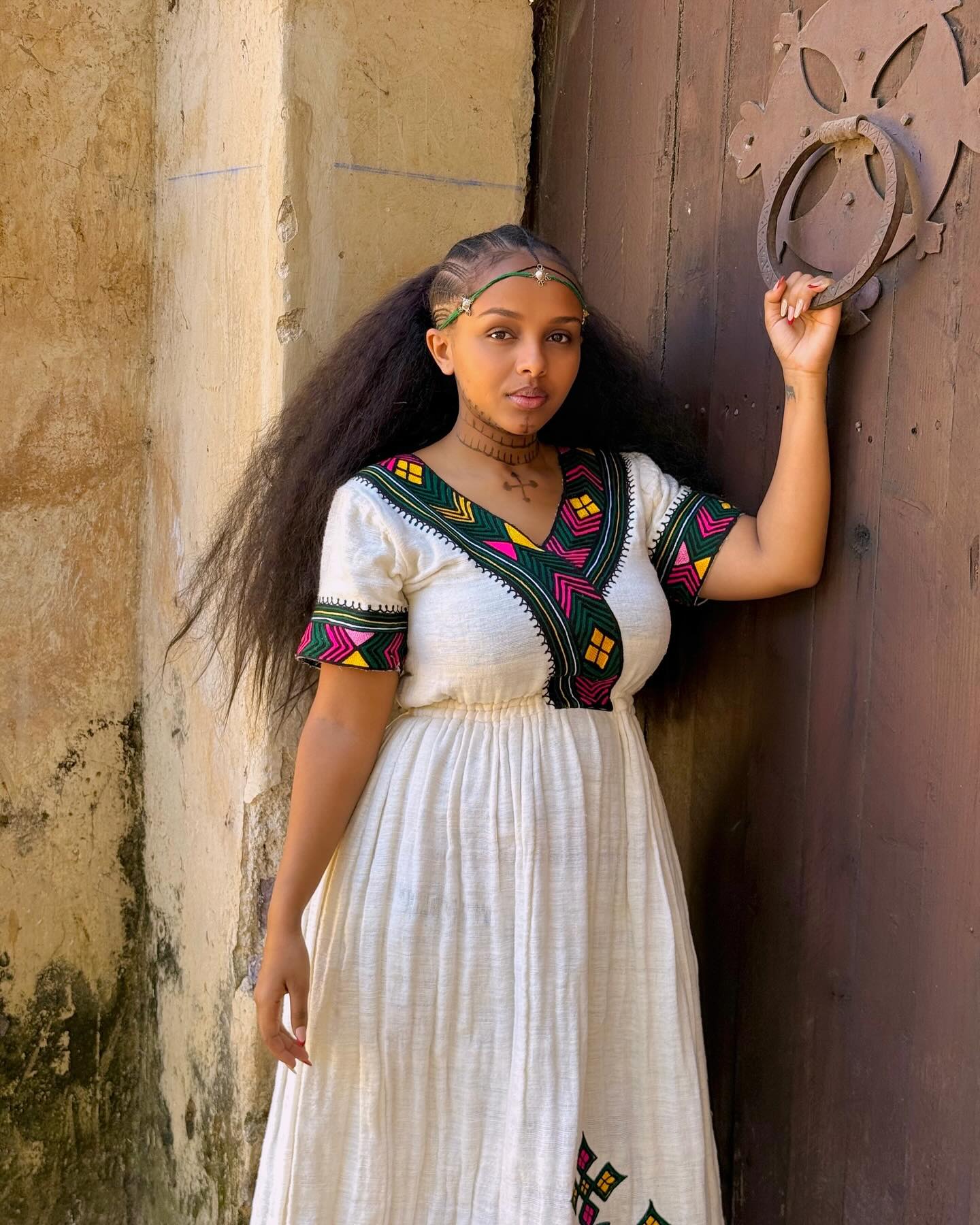 Short Sleeve Habesha Kemis Handmade Ethiopian Clothing Beautiful Habesha Dress 426