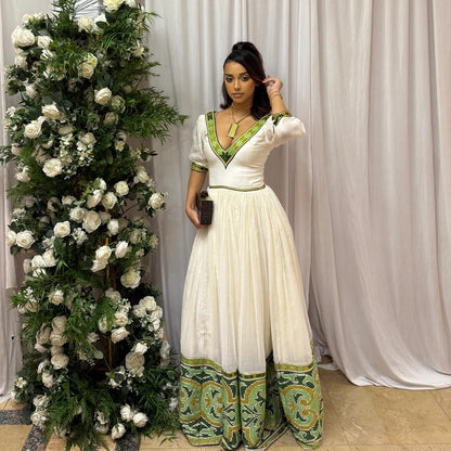 Classic Habesha Kemis Handwoven Ethiopian Dress Habesha Dress with Cultural Pattern 269