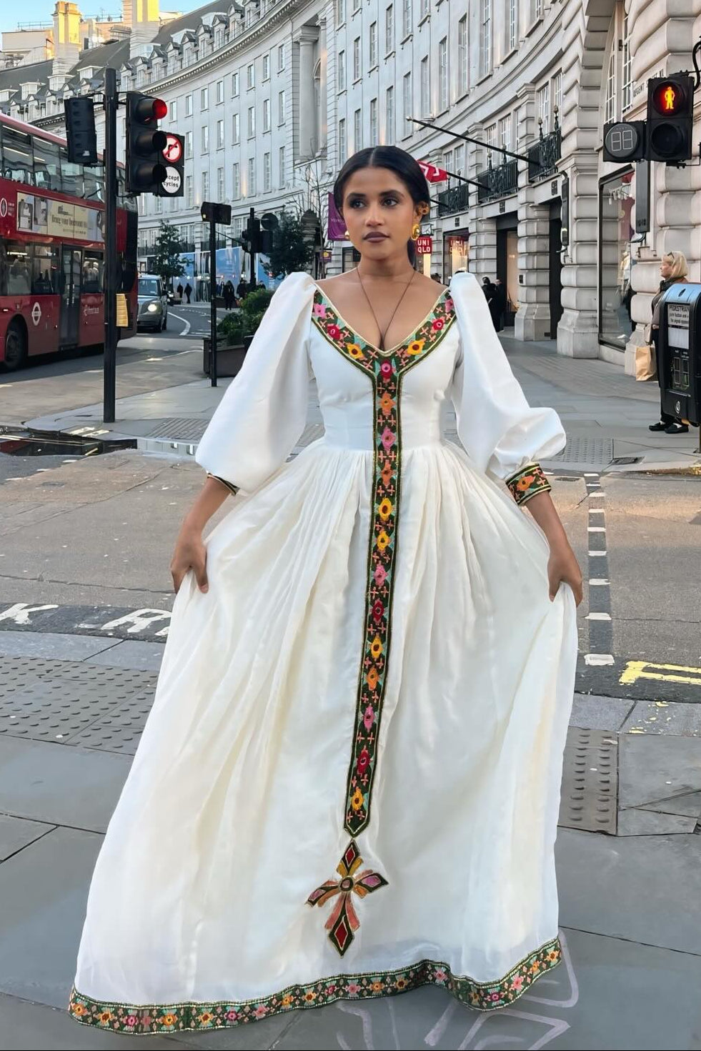 
Elegant Puff Sleeve Long Sleeve Habesha Kemis Traditional Ethiopian Clothing