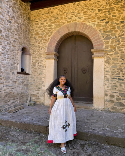 Short Sleeve Habesha Kemis Handmade Ethiopian Clothing Beautiful Habesha Dress 426