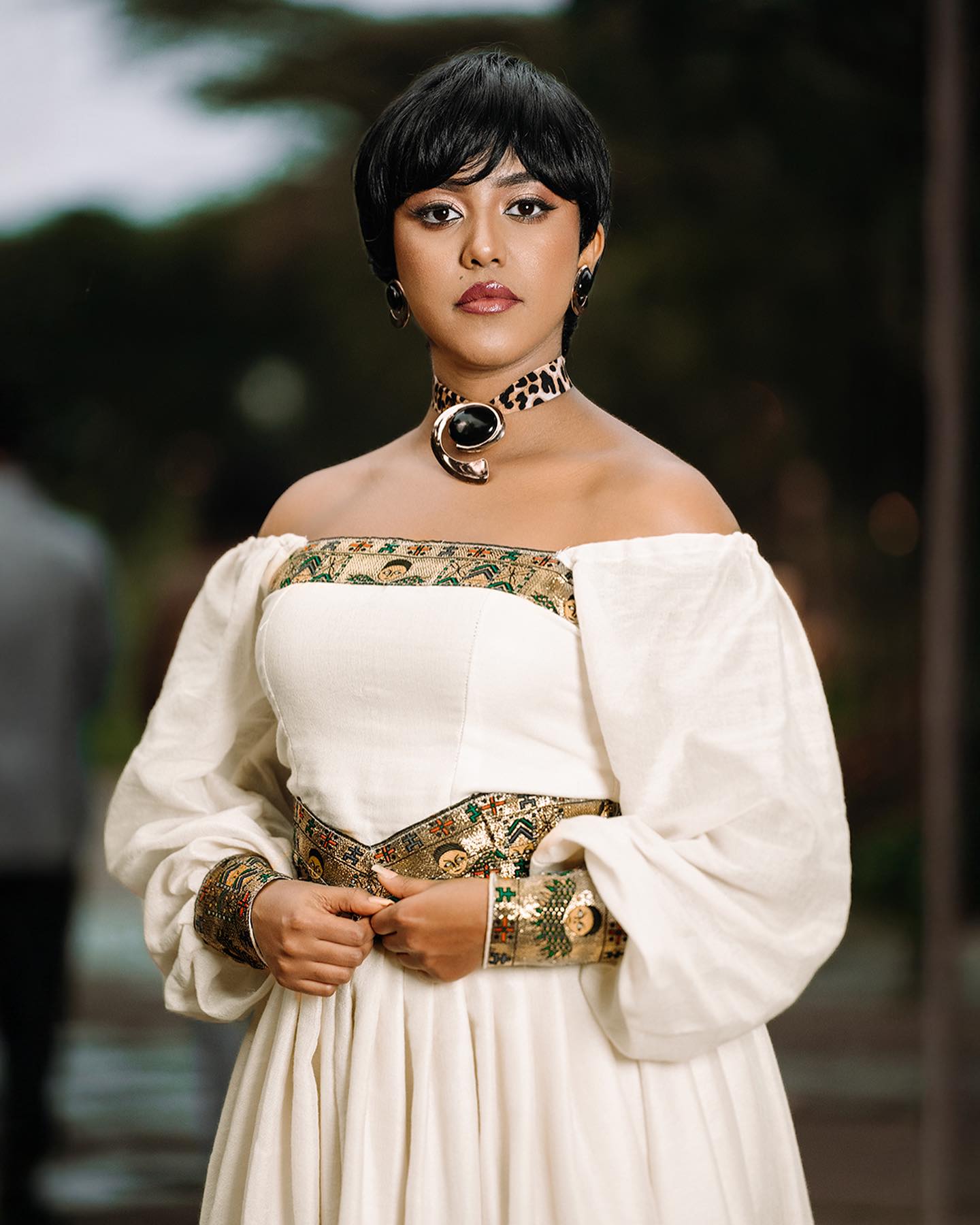 Off-Shoulder Habesha Kemis Long Sleeve Ethiopian Clothing Charming Habesha Dress 659