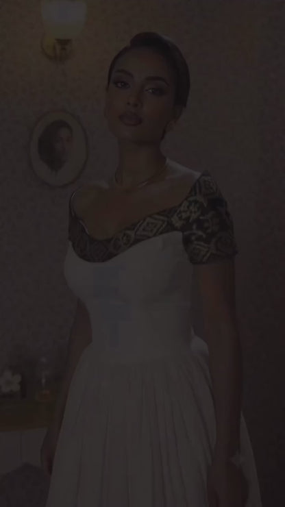 Regal Ivory Habesha Kemis Intricate Black and Gold Tibeb Habesha Dress for Timeless Ethiopian Heritage Style 1059