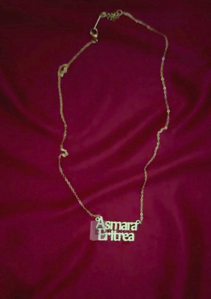 Asmara Eritrea Written Necklace Simple Habesha Jewelry for Everyday Look Minimalist Necklace Ethiopian Jewelry