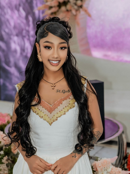Graceful Habesha Dress Traditional Ethiopian Habesha Kemis Style Sleeveless Ethiopian Dress 547