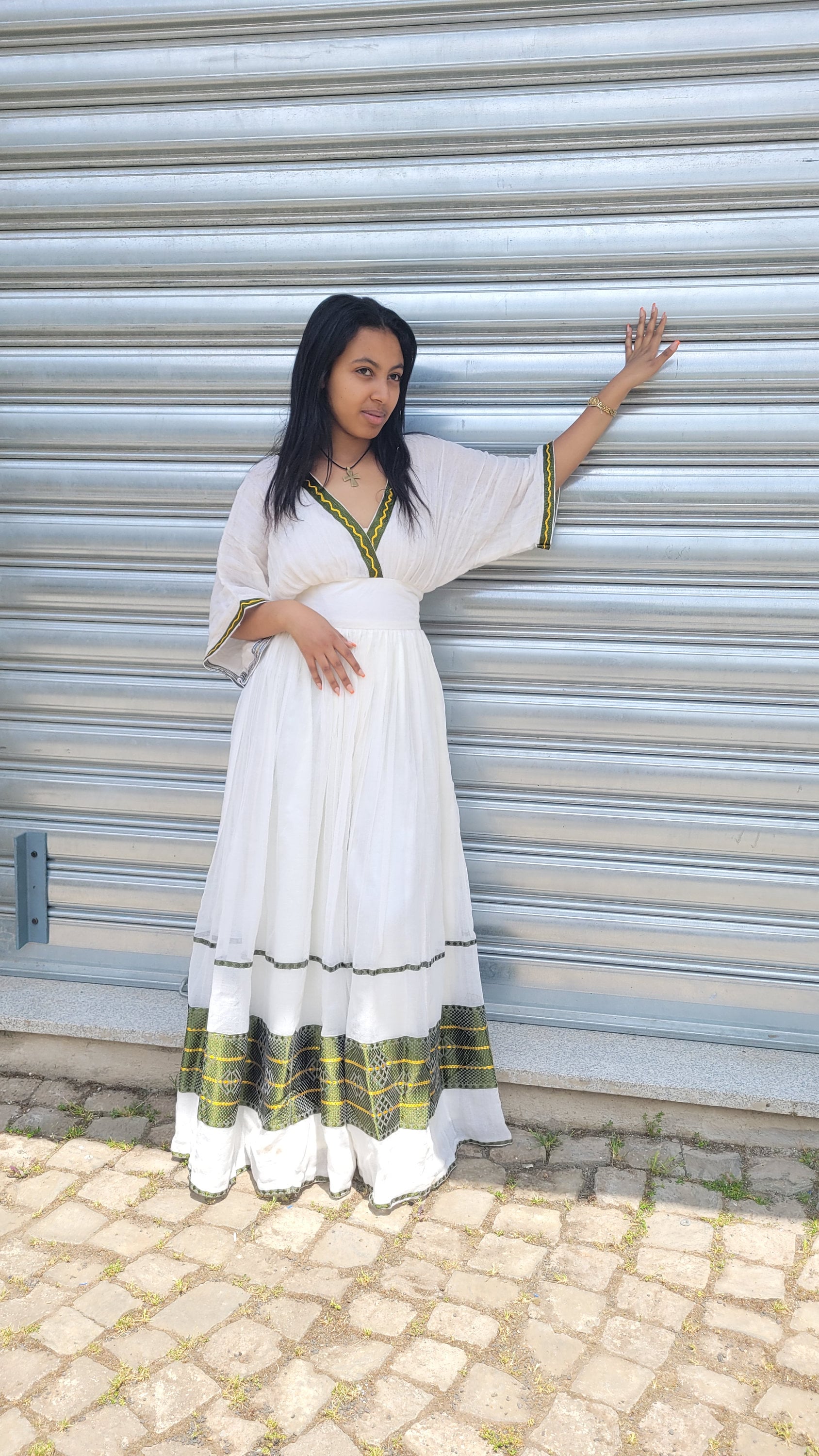 Green Design Simple Habesha Dress Design Modern Habesha Kemis Habesha Libs es00162 XS